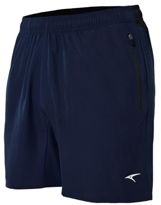ASHION Herren Leichte Laufhose Elastischer Bund Sommer Trainingshorts und Laufshorts Workout Fitness Kurze E - Navyblau, Large
