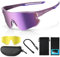 Odoland Lunette de Cyclisme Polarisées, Lunettes de Soleil de Sport UV 400 avec Remplaçables Vision Nocturne Verres pour Vélo, Pêche, Course à Pied, Homme Femme et Jeunes, Violet