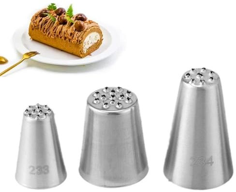 Mivanta Lot de 3 douilles à douille en acier inoxydable - En forme d'herbe - 3 douilles professionnelles - Grandes douilles de décoration de gâteau réutilisables - Accessoires de pâtisserie pour