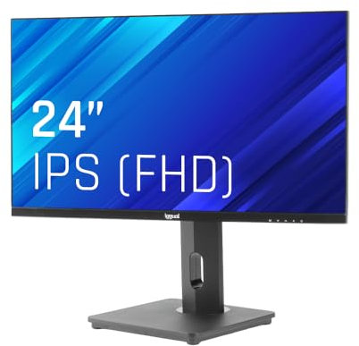 iggual - Moniteur rotatif 24 Écran IPS LED pivotant - Résolution Full HD 100 Hz. - Format 16:9, réglable en hauteur, rotation 45° / rotation 90° et inclinaison 15e à +20° (54,1 x 31,2 x 4,7 cm