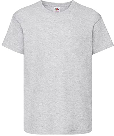 Fruit of the Loom Unisex Kids Original Crew Neck Short Sleeve T-Shirt, Grey (Heather Grey), 7-8 Years (Manufacturer Size: 128)