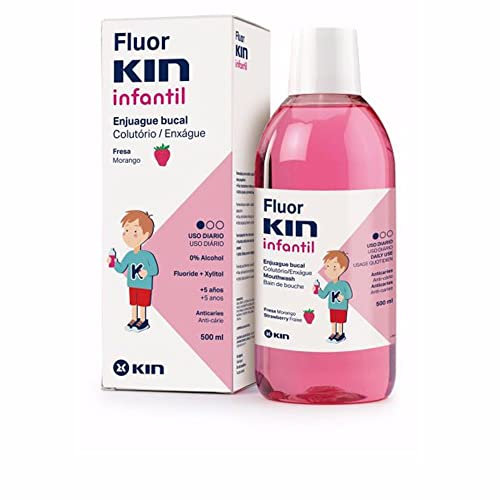 FLUOR KIN - Bains de Bouche Anti-caries - Fraise - Dès 5 ans - 500 ml