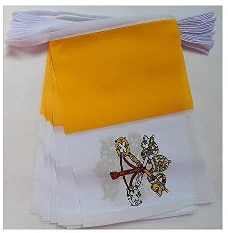 AZ FLAG Ghirlanda 6 Metri 20 Bandiere Città Del Vaticano 21x15cm, Bandiera Vaticana 15 x 21 cm - Festone Bandierine