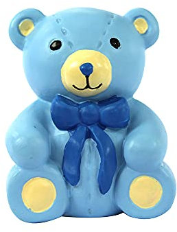 Anniversary House Teddy Bear Cake Topper Keepsake, Blue, Birthday Cake Decorations, Baby Shower, Sturdy Resin, BU274, 4.5 x 5cm (1.8 x 2)