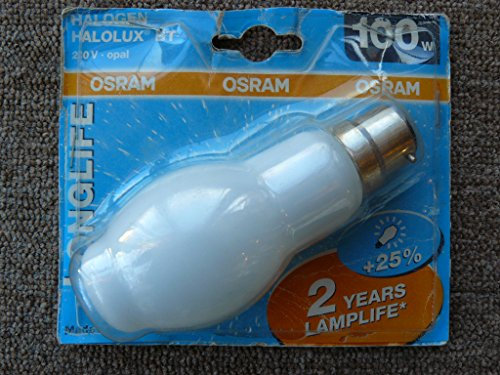 Osram Halogenglühlampe Halolux BT, Fassung B22d, 100W opalweiß