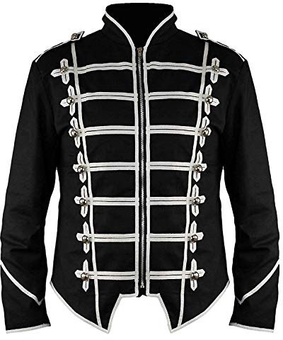 Ro Rox Steampunk Military Drummer Emo Punk Gothic Parade Jacket (Black, M)