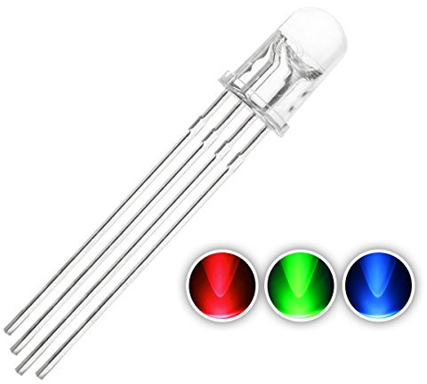 Chanzon 100 pcs 5mm RGB Multicolore LED Diode Lumières Cathode Commune (Couleur Ronde Transparente Transparente) 4 Broches Ampoule Lumineuse Lampes Composants Électroniques Indicateur Diodes