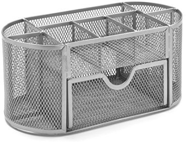 Osco WMD03-SLV Organizer mit Schublade aus silbernem Drahtgeflecht