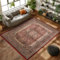 Carpettex Kurzflor Orientalischer Teppich - Klassisch Optik Webteppich Rot 120 x 170 cm - Vintage Wohnzimmerteppich Schlafzimmer Weich Waschbar Küchenteppich
