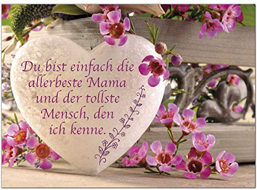 Einladungskarten Manufaktur Hamburg Muttertag Karte | Postkarte zum Muttertag für Mama mit Spruch | Graviertes Herz | Muttertagskarte zum Geschenk oder als Gutschein mit Umschlag