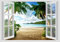 Wandtattoos Fenster - PARADIES MEER OASI RELAX - 70x100 cm Wandaufkleber 3D Wand Wand