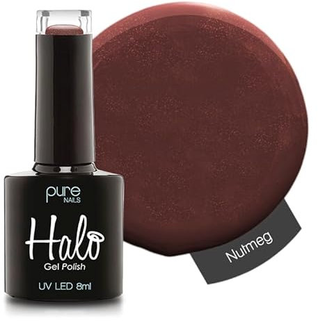 Halo Gel Polish 8ml - Nutmeg. UV/LED Gel Nail Polish, Long Lasting & Easy To Apply. Nail Art Colours For Manicure & Pedicure. Gel Polish For Professional & Home Use.