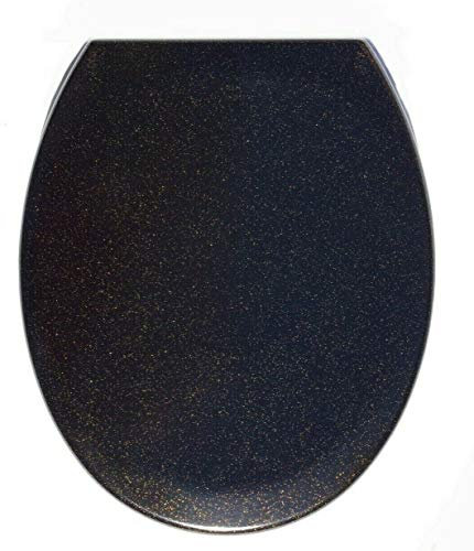 Black Gold Glitter Soft Close Toilet Seat ONE Button Release Top/Bottom Fix
