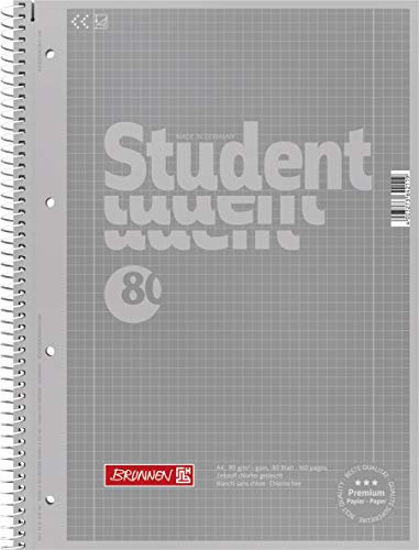 Brunnen 1067928192 Notizblock/Collegeblock Student Colour Code (A4 kariert, Lineatur 28, 90 g/m², 80 Blatt) silber