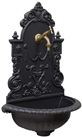 Fonderia Bongiovanni Fontana a muro Granada grigio ghisa per casa giardino + rubinetto 303 brunito