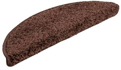 vidaXL 15x Treppenmatte Stufenmatte Stufenschoner Treppenschoner Treppenteppich Treppenschutz Matte Matten Teppich Halbrund rutschfest Braun 56x17x3 cm