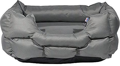 Bunty Woodland Dog Beds Large Washable - Soft, Calming, Wipe Down Cat Bed & Dog Bed for Crate - High Wall Support - Water-Resistant, Non-Skid Bottom - Rectangle, Grey, 76x61x21cm