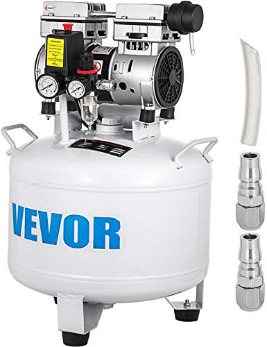VEVOR Compressore d'Aria Senza Olio da 8.8 Galloni, Funzionamento Silenzioso, 850 W, Rumorosità 48 dB, Portatile con Riduzione del Rumore e Manuale Inclusi