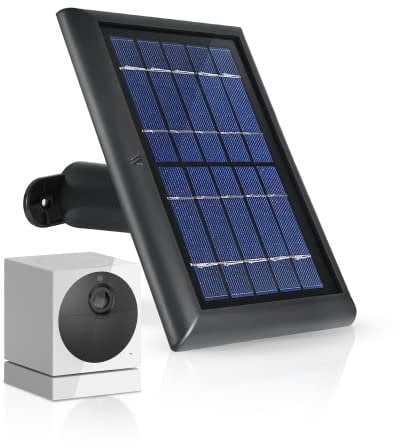 Wasserstein Solar Panel Compatible with WYZE Cam Outdoor - Power Your Surveillance Camera continuously with 2W 5V Charging (1-Pack, Black)