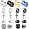 Wodasi 10 Paire Boucle Oreille Homme, Hommes Inoxydable Boucles D'oreilles en Acier, Boucles D'oreilles Hommes en Acier Inoxydable, Boucles d Oreilles Croix Homme, Boucles d'Oreilles Stud Magnétiques