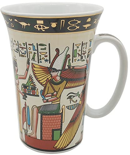 Taza de café grande de porcelana de cerámica con diseño de dioses del príncipe Egipto antiguo, regalo para cafetería, restaurante, hotel, hogar, refrigerador, lavavajillas, microondas, horno, 550 ml
