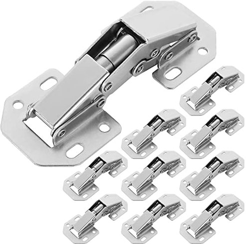 10 Stück 4 Zoll Aufschraubscharnier mit Feder, 90 Grad verdeckte Scharniere Schranktürscharniere, versteckte Küchenschrankscharniere Möbel verdeckte Schranktürscharniere mit Schrauben