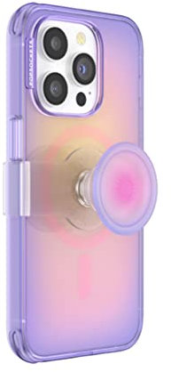 PopSockets 806331 Mag Safe Plant Based Phone Case for iPhone 14 Pro with a Repositionable Slide Phone Stand and Grip, Aura