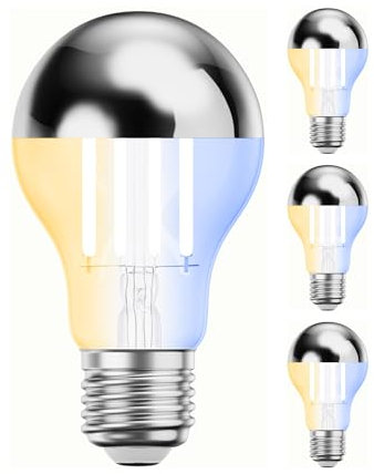 ledscom.de 4 Stück E27 LED Leuchtmittel, A60, warmweiß - kaltweiß (2700-7000 K), 4,8 W, 486lm, Smart Home, WLAN, Alexa, Kopfspiegel (silber)