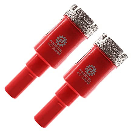 FOCSTOL Foret Diamant Carrelage - 2 pièces 20mm Trépan Diamant avec Tige Triangulaire pour Carrelage Porcelaine Granit Céramique Marbre Quartz