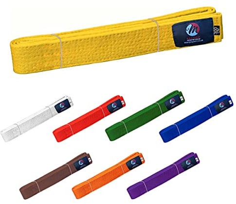 Karate Belt Multiple Colors Martial Arts Taekwondo Sports Belt Judo Karate Belt (260cm, Yellow (Pack of 1))
