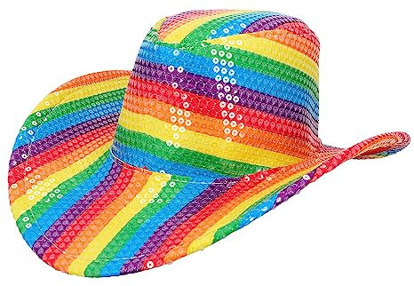 Boland 44635 - Regenbogen Cowboy Hut Pride, Progress, LGBTQ, Kopfbedeckung, Kostüm Zubehör für CSD, Karneval und Mottoparty