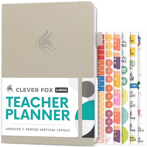 Clever Fox Lehrerplaner – Schuljahresplaner mit Kalender & Unterrichtsplänen – Lehrerplanbuch für Klassenzimmer und Heimschule Organisation – Undatiert, 17,8 x 25,4 cm, Hardcover (neblige Alpen)