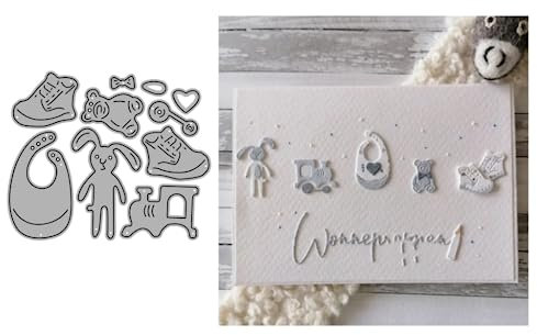 Sredwtk Baby Motive Stanzschablonen Baby Cutting Dies Geburtstag Weihnachten Papierbasteln Schablonen für Scrapbooking, Fotoalbum, Karte, Papier Dekoration, Geschenk