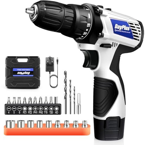 16V Cordless Screwdriver Electric Power Screwdriver Set with 0-400/1400rpm Variable Speed, Cordless Electric Drill with Rechargeable Battery, 26 Driver Bit Set for DIY Home & Office, LED Work Light