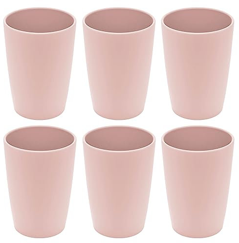 Magu 6er Set Natur-Design Trinkbecher Rosa ca. 310 ml aus einem Polymer aus natürlichen Materialien Mehrwegbecher Partybecher