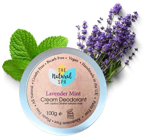 The Natural Spa Baume déodorant crème - Sans bicarbes, doux pour tous les types de peau, sans aluminium. Parfumé aux huiles essentielles et vous garde une sensation de fraîcheur (menthe lavande)