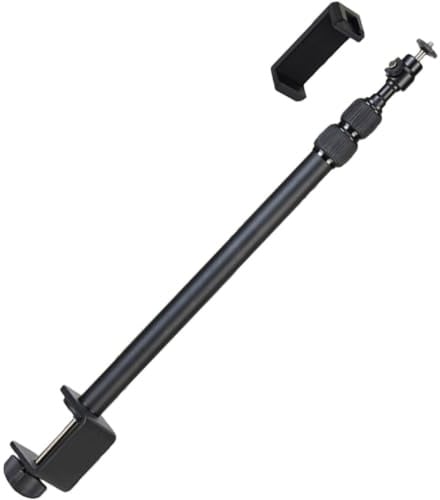 Tischklemmenständer aus Aluminiumlegierung mit 1/4 Zoll, Schwarz | 38, 5-93, 5 Cm Teleskopstange, Kugelkopf Design, für Kamera und Ringlicht