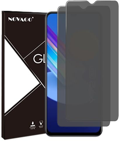NOVAGO Compatible con Vivo Y52 5G/Y72 5G/ Y35/Y55 5G / Y76 5G/Y76s 5G – Juego de 2 protectores de pantalla de cristal templado resistente 0,33 mm 9H (tintado antiespíón)