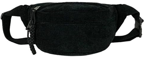 KieTeiiK Umhängetasche, modische Cord-Hüfttasche für Damen, stilvolle und praktische Bauchtasche, Brusttaschen für lässige Ausflüge, Schwarz , 13.38x5.9x4.33in