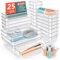 bestyks 25PCS Clear Drawer Organiser Set, 4 Size Icebox Drawer cabinet organizer,Acrylic Storage Drawers for Kitchen, Bedroom, Office, Utensils, Makeup, Jewelries,Bathroom