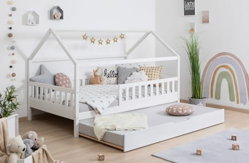 TiCAA Kinderbett Hausbett Kay inkl. Zubehör