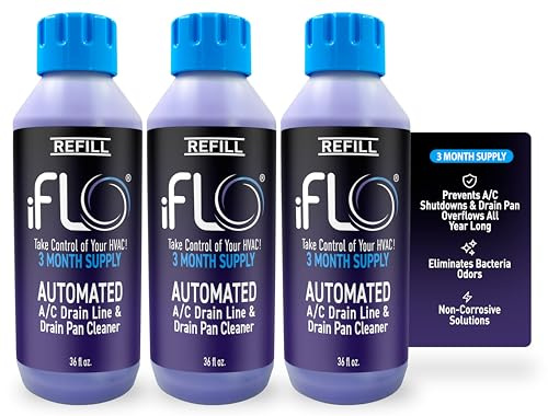 iFLO® Smart Automated AC Drain Line Cleaner Cartridge Refill (3 x 36 Fl Oz Cartridge)