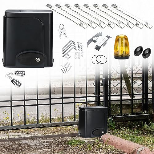 Yakimz Motor Puerta Corredera con 2 Control Remoto y Sensores Infrarrojos 280W Motor Kit de motorización para cancela corredera Puerta de Garaje con Mando a Distancia