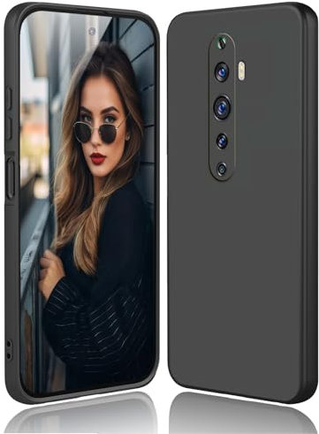 DESSEN Cover per Oppo Reno 2Z (Reno2 Z) - Liquido Silicone Custodia Antiurto Protezione Case Sottile e Morbida TPU Bumper con Fodera Microfibra Antigraffio, Nero