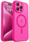 CANSHN Magnetic Compatible with iPhone 15 Pro Case, Upgraded [Full Camera Protection] [Compatible with Magsafe] [Translucent Matte] Shockproof Protective Phone Case 6.1 - Hot Pink
