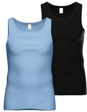 Ammann 2er Pack Herren Shirt Untershirt Jeans Unterhemd, Farbe:Mehrfarbig, Artikel:-125/183 hellblau/anthrazit, Größe:6