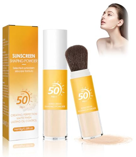 Allony Mineral Sunscreen Powder, 2PCS Scalp Sunscreen Powder with Brush, Face Sun Protection Powder, Spf 50 Pa++ Mineral Powder, Oil Control Natural Matte Finish, Lasting Lightweight Breathable