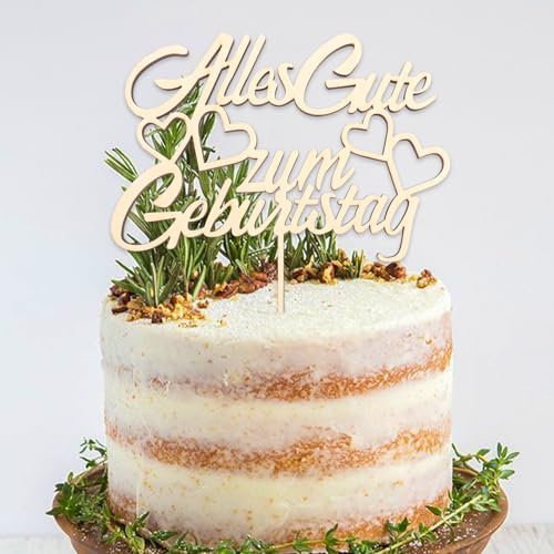 DazzJoy Holz Happy Birthday Tortendeko Mädchen Jungen,Alles Gute zum Geburtstag Tortendeko,Cake Topper Happy Birthday Holz,Kuchen Deko Geburtstag Kuchendeko Torten Deko Mann Frau