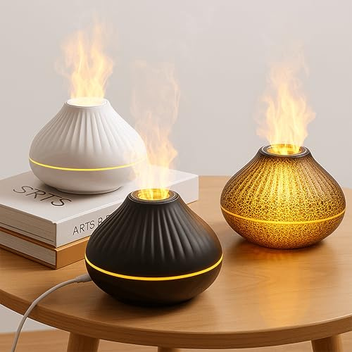 ALMA® Diffuser & Luftbefeuchter für ätherische Öle im Flammeneffekt – 7 Farben, Ultra-leise, Automatische Abschaltung – Perfekt für Zuhause, Schlafzimmer, Yoga & Büro