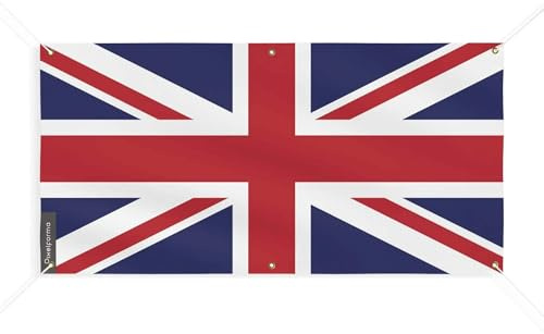 Pixelforma Bandiera del Regno Unito, 6 occhielli in diverse dimensioni, 140 x 280 cm